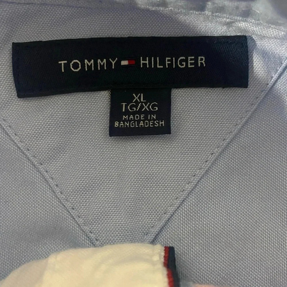 Tommy Hilfiger Long sleeve button down blue pink white color block shirt size XL - Picture 8 of 11